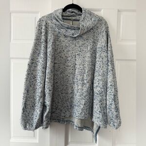Free People Cozy Blue Speckled Cowl Neck Women's Sweater. M/L